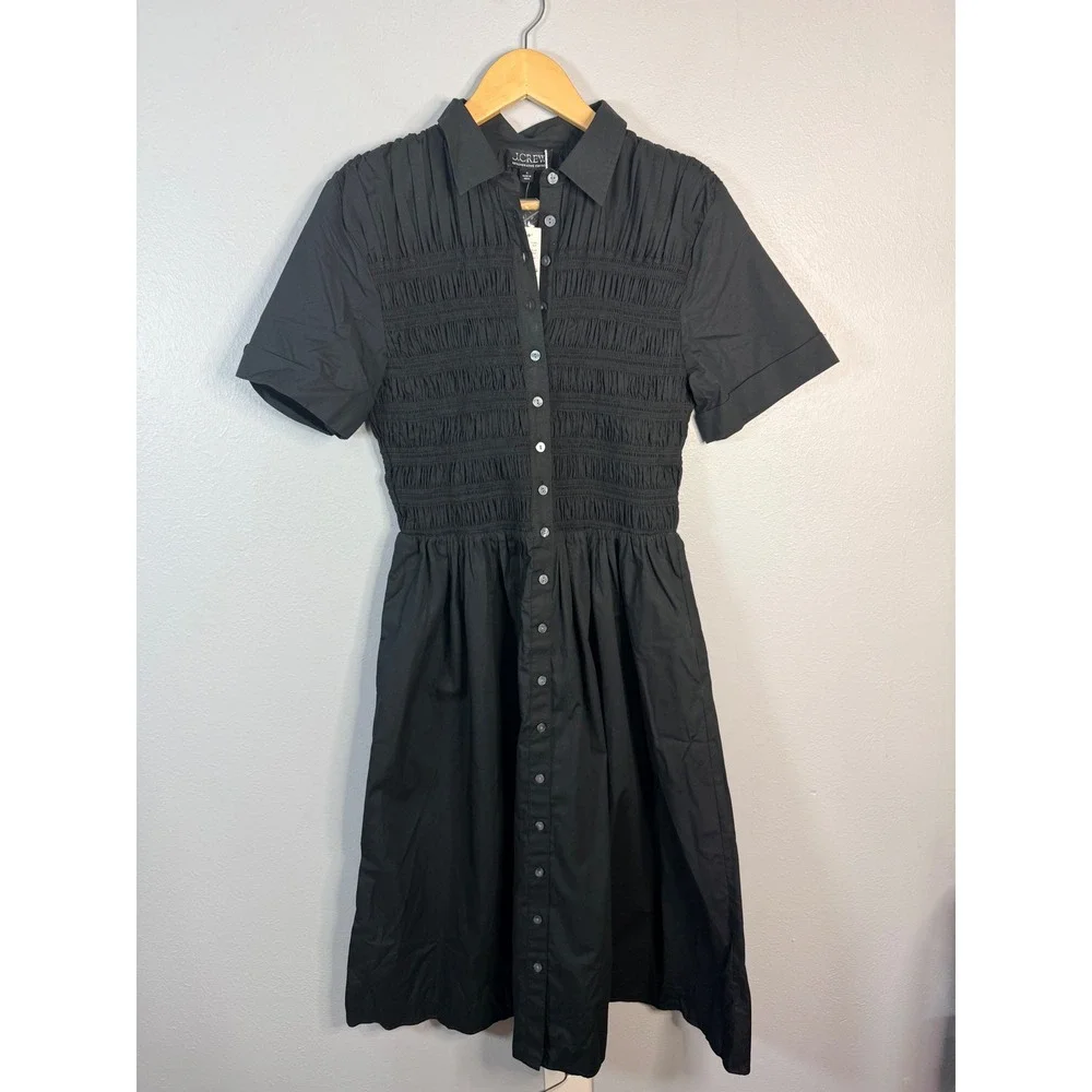 J.Crew Elsie shirt-dress in cotton poplin Black Size Small NWT